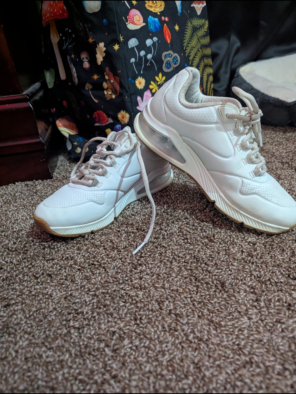 White Sketchers Memory Foam with Gum Sole